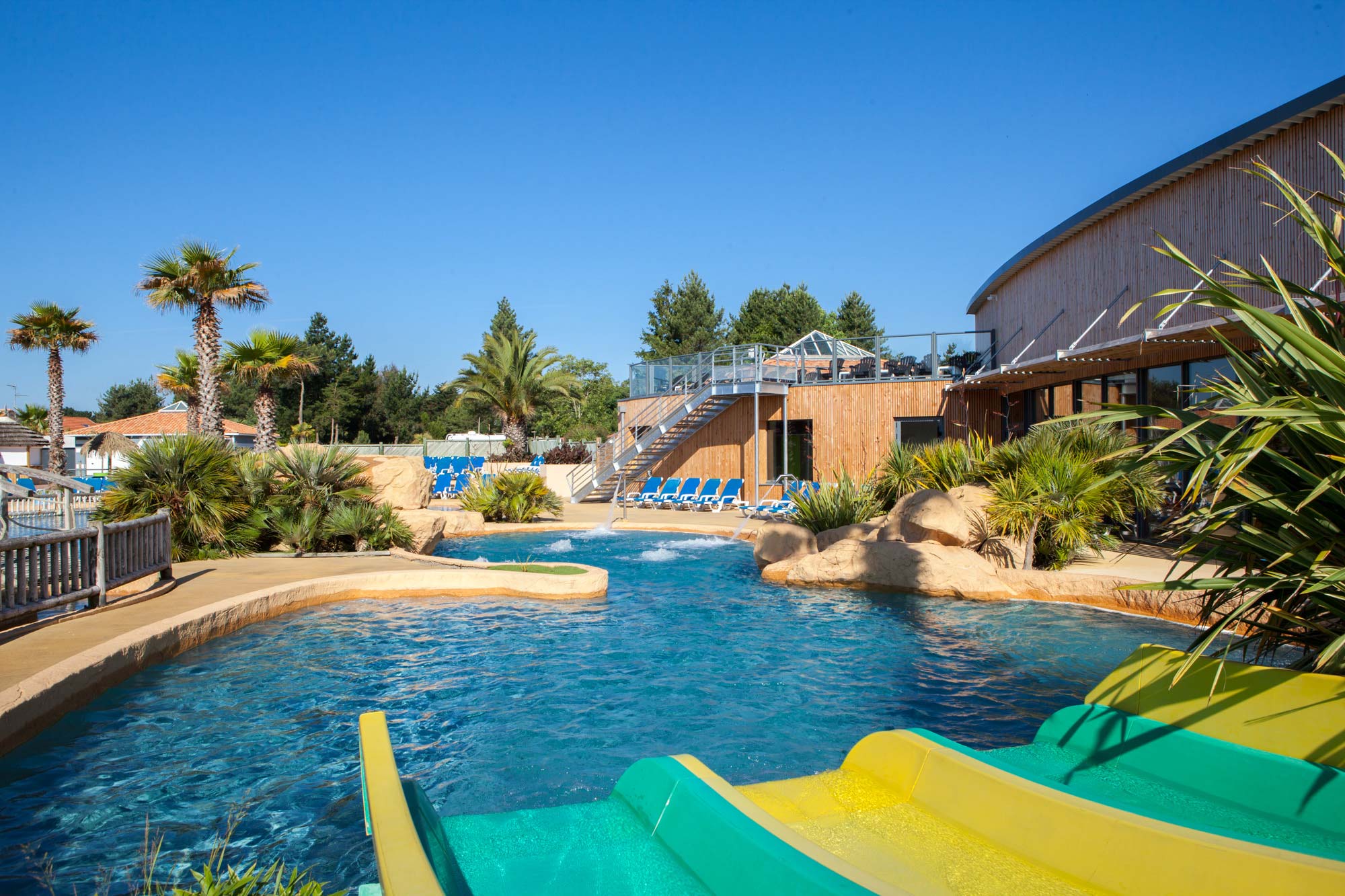 Blick auf den Wasserpark auf dem Campingplatz Le Fief in Saint-Brevin (Südbretagne)