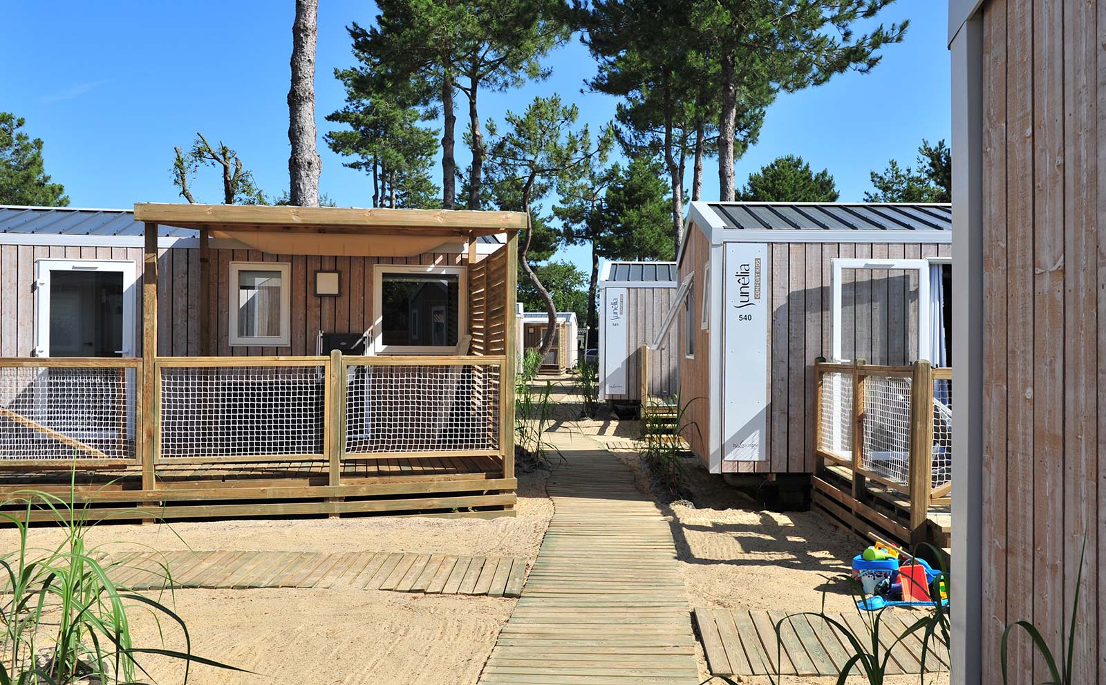 A driveway in the Kid's village for families with children at camping le Fief