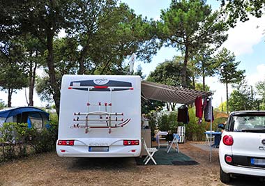 Motorhome pitch at Le Fief campsite on the French Atlantic Coast
